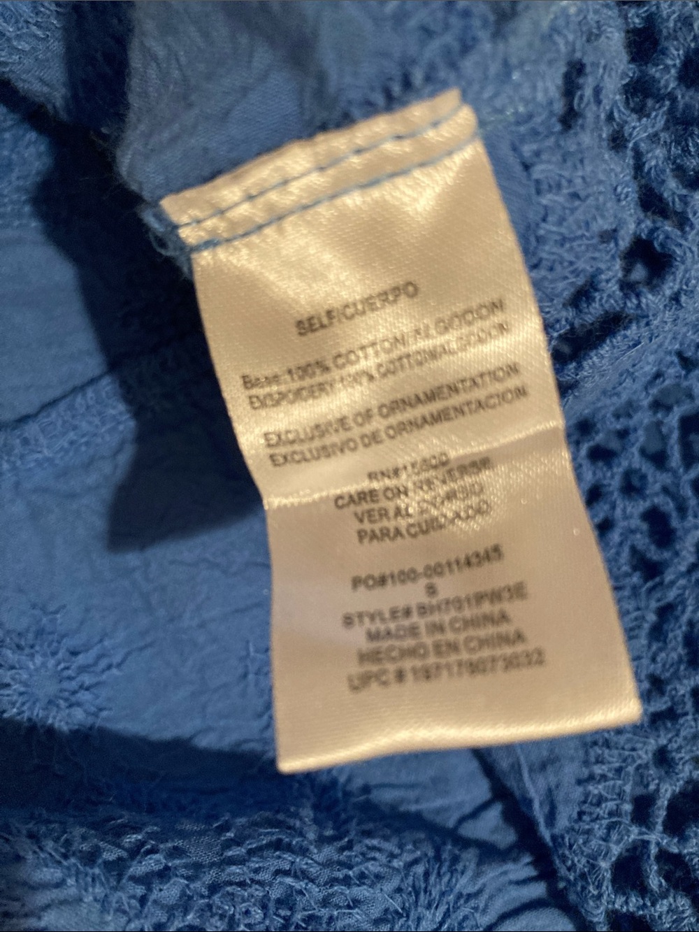 Democracy Royal Blue Crochet-Trim V-Neck Blouse - Picture 5 of 7